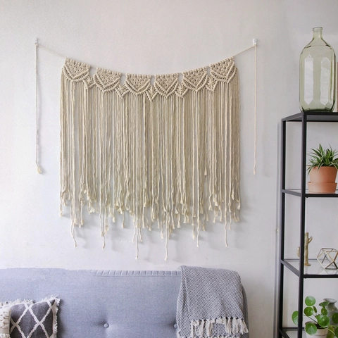Bohemian Hand-Woven Cotton Macrame Wall Hanging Tapestry Large Tassel Nordic Decorative Background Home Wedding Party