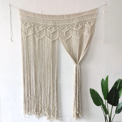 Arazzo da Parete in Macramè di Cotone Intrecciato a Mano Bohemien Grande Nappina Boho Sfondo Matrimonio Tenda Porta Decorazioni