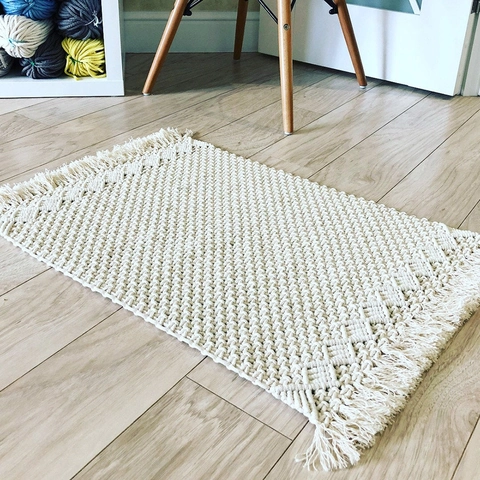 Bohemian Macrame Table Runner Handwoven Cotton Placemat With Tassels Geometric Pattern For Dining Room Home Decor