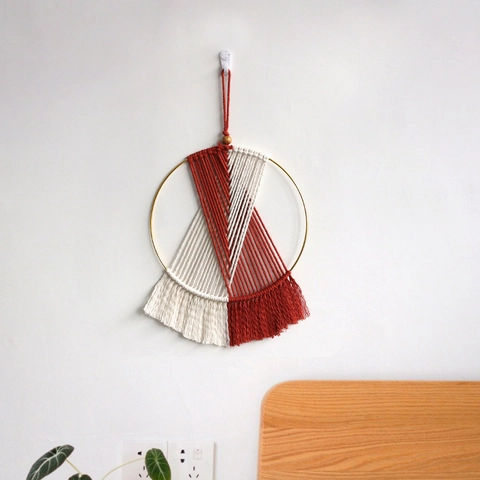 Bohemian Handmade Macramé Wall Hanging Tapestry With Metal Ring Geometric Tassel Dream Catcher Home Decoration For Living Room