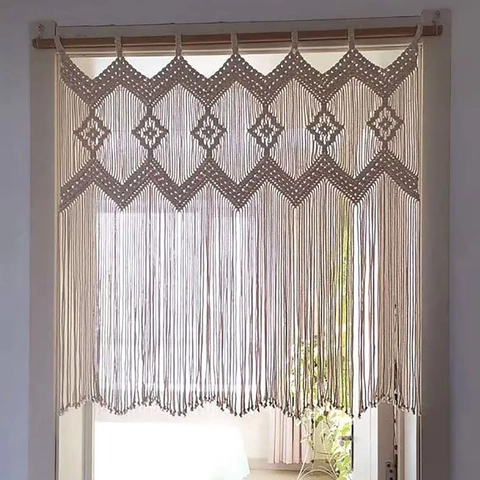 Arazzo Macramè Tessuto a Mano Boemo in Cotone Decorazione Parete Nordica Con Frange Boho per Soggiorno Camera da Letto