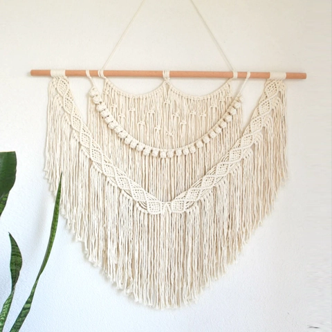 Arazzo Macrame Bohemien Appeso a Parete Fatto a Mano Corda di Cotone Intrecciata Decorazione Geometrica Per Camera Da Letto