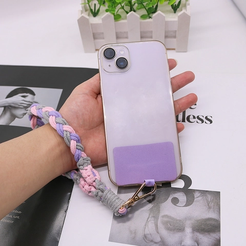 Handgeweven Bloem Telefoonkoord Noors Katoen Polsbandje Metalen Sluiting Anti-Verlies Mobiele Telefoonketting Vrouwen Boheemse Charme