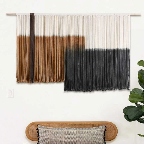 Nordic Boho Handgemaakte Geweven Katoenen Wandtapijt Wandkleed Macrame Groot Geometrisch Kwastje Decor Voor Woonkamer