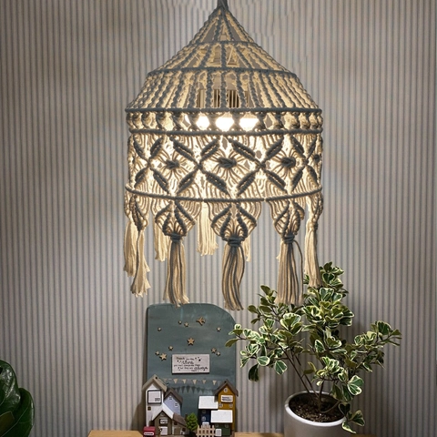Bohemian Hand Woven Cotton Macrame Lamp Shade Tassel Hanging Decorative Cover For Pendant Light Nordic Home Hotel Decor