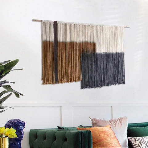 Nordic Boho Handgemaakte Geweven Katoenen Wandtapijt Wandkleed Macrame Groot Geometrisch Kwastje Decor Voor Woonkamer