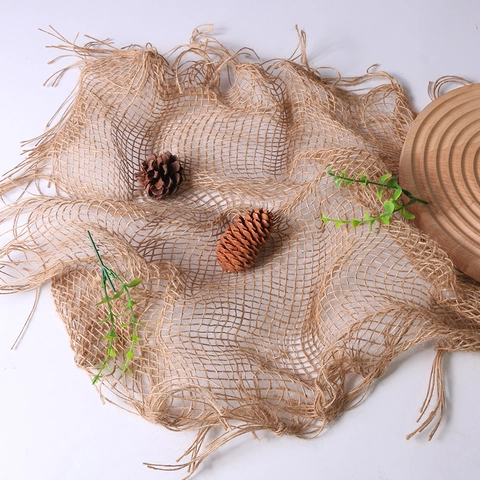 Natural Jute Mesh Cloth Handwoven Hemp Rope Mat Background Prop For Newborn Photography DIY Decorative Grid Fabric Nordic Style