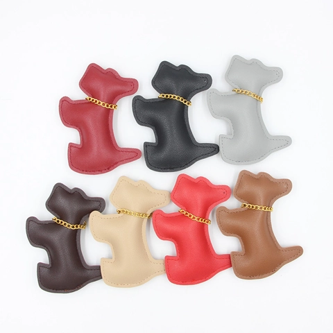 Simpatico Portachiavi a Forma di Cane Scottish Terrier in Pelle PU Ciondolo per Borsa Con Catena d'Oro Motivo Litchi Donna Uomo