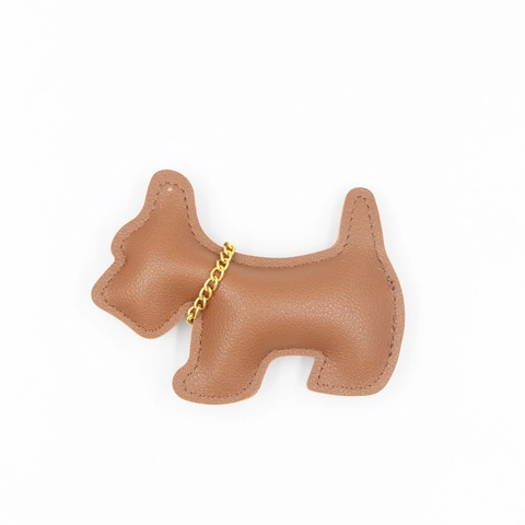 Simpatico Portachiavi a Forma di Cane Scottish Terrier in Pelle PU Ciondolo per Borsa Con Catena d'Oro Motivo Litchi Donna Uomo
