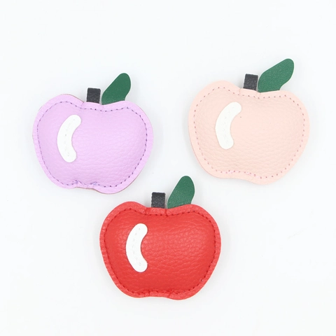 Cartoon Süß 3D Apfel PU Leder Schlüsselanhänger Tasche Anhänger Litschitextur Heiligabend Frucht Deko Schlüsselring Geschenk