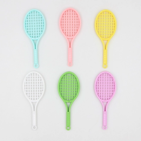 Mini Tennis Racket Keychain Plastic Sporty Bag Charm Colorful Mesh Model For Sports Fans Decoration Accessory Gift