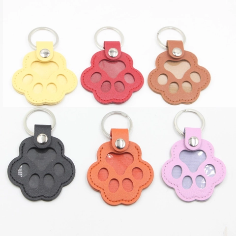 Llavero de Cuero Creativo con Pata de Gato Colgante de Bolso con Huella de Animal de Dibujos Animados para Tarjetas