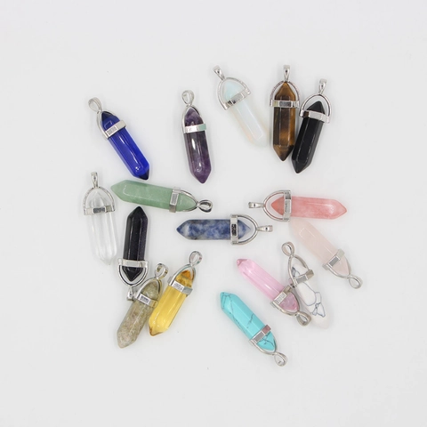 Vintage Hexagonal Pillar Natural Stone Pendant Necklace Healing Crystal Reiki Prism Braided Wax Rope Necklaces For Women Men Jewelry Gift