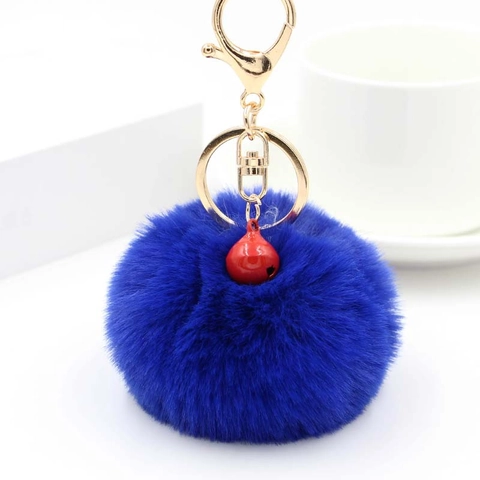 Portachiavi Pompon in Pelliccia di Coniglio Sintetica Con Campanellino Rosso Oro Lega Moschettone Ciondolo per Borsa Accessori Peluche