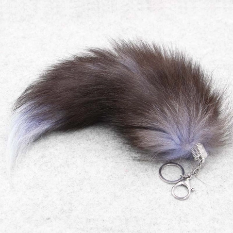 Porte-Clés Queue de Renard en Fourrure Animale Surdimensionné Pendentif de Sac en Peluche Douce pour Femmes Accessoires
