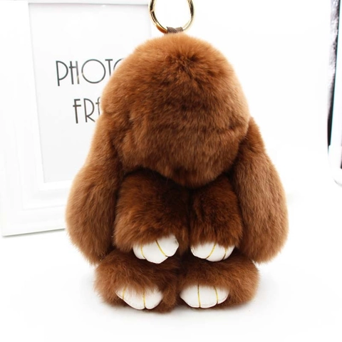 Grote Rex Konijnenbont Konijn Sleutelhanger Voor Vrouwen Pluche Konijn Tas Charme Schattige Dierlijke Sleutelring Decoratie Cadeau