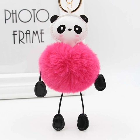 Kreativer Cartoon Panda Plüschball Schlüsselanhänger Süßer Kunstleder Tier Taschenanhänger Für Damen Mädchen Auto Schlüssel Rucksack Charme
