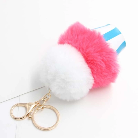 Portachiavi Creativo In Peluche A Forma Di Gelato Con Pompon Ciondolo Per Borsa Cupcake Per Donna Ragazza Zaino Regalo