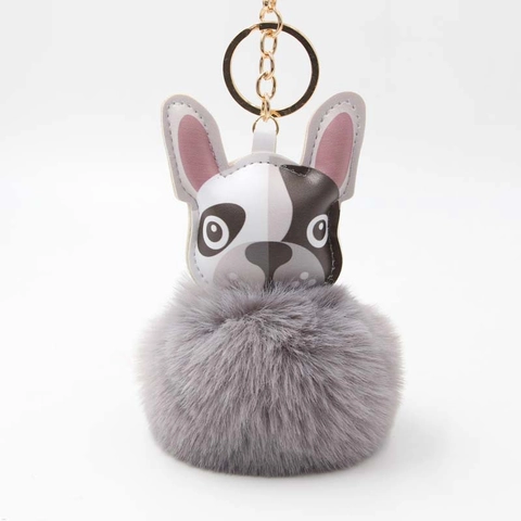 Schattige Franse Bulldog Pluche Bal Sleutelhanger Voor Dames Tashanger Kunstbont Pom Pom Dier Puppy Hanger Cadeau Mode Accessoire