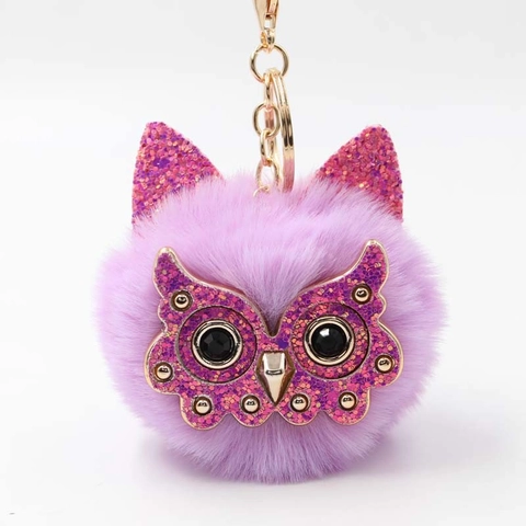 Simpatico Portachiavi a Forma di Gufo in Peluche Pom Pom Finto Pelo Gufo Borsa Ciondolo per Donna Ragazze Glitter Animale Regalo