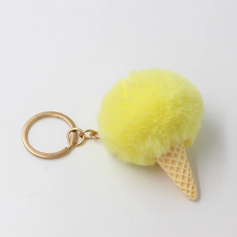 Porte-clés Créatif en Peluche Forme Crème Glacée Avec Cône en Résine Pendentif de Sac Cadeau Femme
