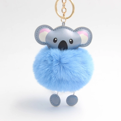 Süßer Cartoon Koala Pompon Schlüsselanhänger Kunstpelz Plüschball Taschenanhänger Für Damen Mädchen Kawaii Weicher Schlüsselring
