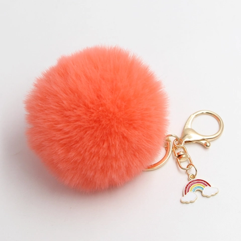 Portachiavi con Pompon in Pelliccia Sintetica per Donna Ciondolo Arcobaleno Nuvola Simpatico Ciondolo per Borsa a Sfera di Peluche