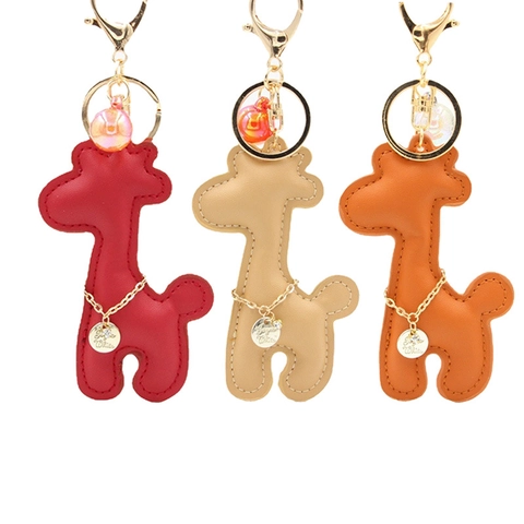 Cartoon Giraffe PU Leder Schlüsselanhänger Für Damen Herren Süße Tier Tasche Anhänger Auto Schlüsselring Zubehör Mit Goldenem Zubehör