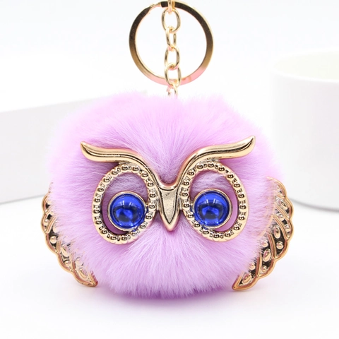 Simpatico Gufo Finta Pelliccia Palla Portachiavi Strass Lega Animale Borsa Ciondolo Per Donne Ragazze Regalo Decorativo Auto Portachiavi