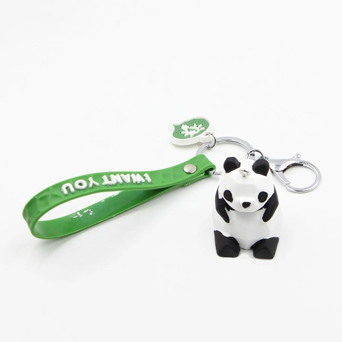 Simpatico Portachiavi Panda in Resina Sfaccettata Geometrica Ciondolo Animale 3D Con Cinturino in Silicone Per Decorazione Borse Zaino Regalo Donna