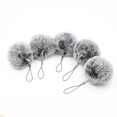 Women Double Plush Pom Pom Keychain Polyester Faux Fur Ball Bag Charm Fashion Two-tone Key Ring Pendant Decoration Accessory