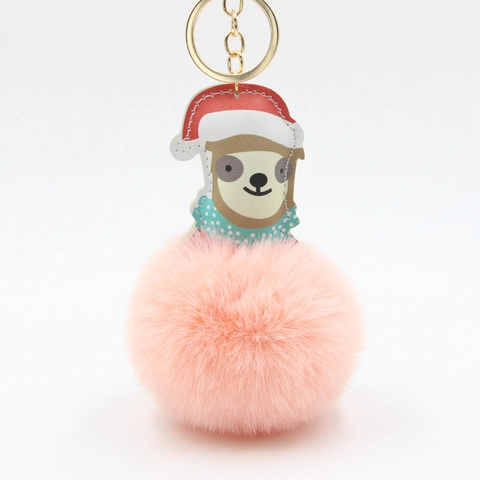 Portachiavi con Bradipo Natalizio e Palla di Pelo Peluche Ciondolo per Borsa Animale Cartone Animato con Cappello di Babbo Natale Decorazione Auto