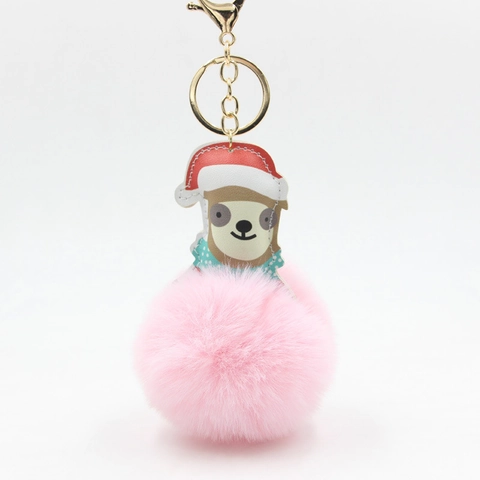 Portachiavi con Bradipo Natalizio e Palla di Pelo Peluche Ciondolo per Borsa Animale Cartone Animato con Cappello di Babbo Natale Decorazione Auto
