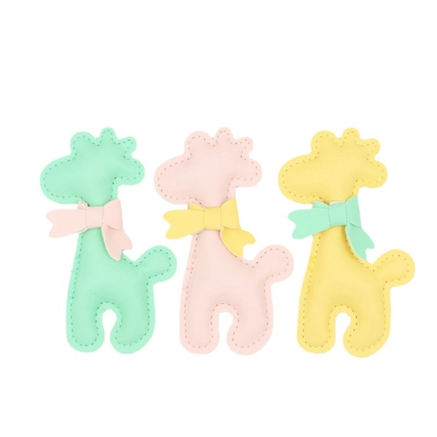 Cute Cartoon Giraffe PU Leather Bag Charm Phone Case Strap With Bowknot Handmade Stitching Hanging Decoration For Women Girls
