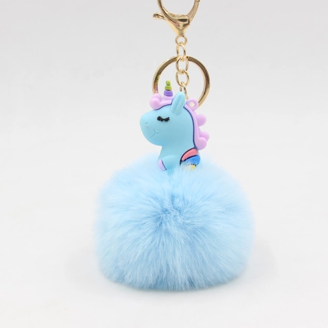 Süßer Cartoon Einhorn Plüsch Bommel Schlüsselanhänger Weiches Silikon Pferd Kunstfell Ball Taschenanhänger Auto Schlüsselring Geschenk