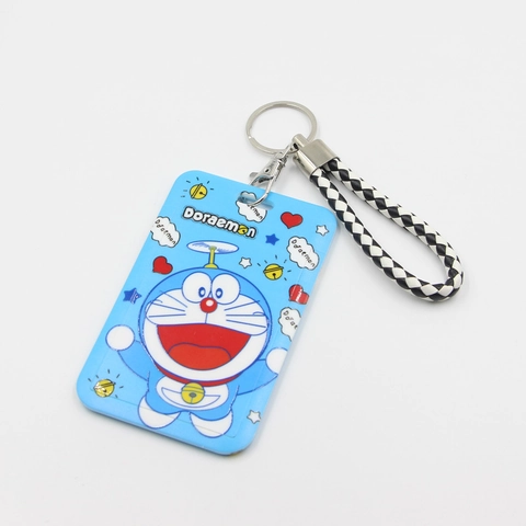 Cartoon Anime Character Card Holder Keychain With Woven Strap PVC ID Card Sleeve Case For Students Office Daily Accessories