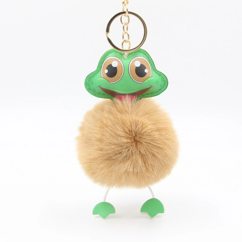 Süßer Kreativer Cartoon Frosch Plüsch Pompon Schlüsselanhänger Weiches Polyester Tier Tasche Anhänger Auto Schlüsselring Geschenk