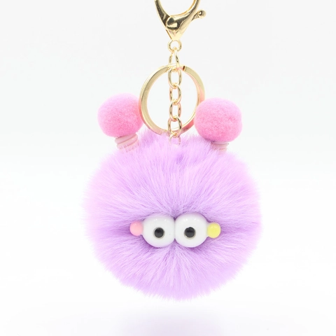 Cute Caterpillar Monster Plush Keychain Pompom Bag Charm Soft Polyester Zinc Alloy Sprite Ornament Keyring For Women Girls