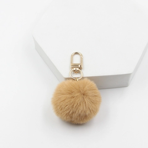 Porte-clés Pompon en Fausse Fourrure Douce pour Femmes Filles Pendentif de Sac Boule en Peluche Avec Fermoir Mousqueton en Métal