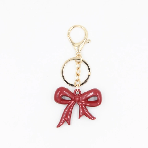 Ciondolo Portachiavi Vintage in Resina Rossa a Forma di Cuore e Fiocco in Lega di Metallo Accessori Decorativi per Borsa Telefono Donne