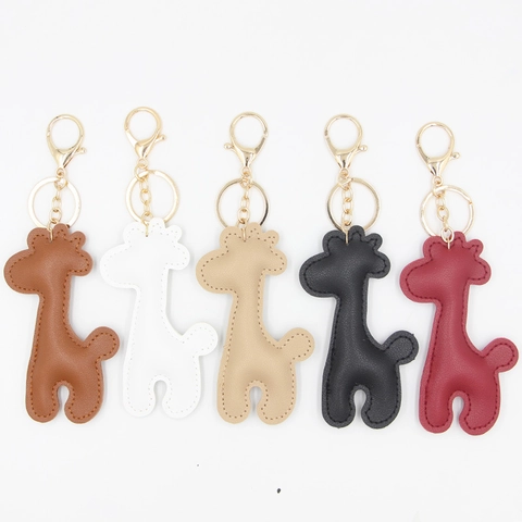 Portachiavi in Pelle PU a Forma di Giraffa per Donna Motivo Litchi Ciondolo per Borsa Animale Accessorio per Chiavi Auto Decorativo in Lega