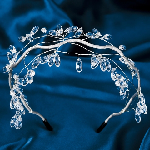 Handmade Crystal Beaded Headband Vintage Vine Mesh Hairband For Wedding Party Elegant Bridal Hair Accessories For Women