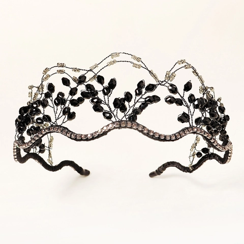 Fascia per Capelli Elegante Vintage con Perline di Cristallo Corona da Sposa Gotica Cerchietto con Strass Fatto a Mano per Matrimonio Festa Banchetto Copricapo