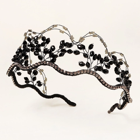 Fascia per Capelli Elegante Vintage con Perline di Cristallo Corona da Sposa Gotica Cerchietto con Strass Fatto a Mano per Matrimonio Festa Banchetto Copricapo