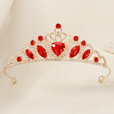 Elegante Diadema a Corona con Strass a Cuore Fascia per Capelli in Lega di Cristallo Principessa per Matrimonio Compleanno Festa Donna Ragazza