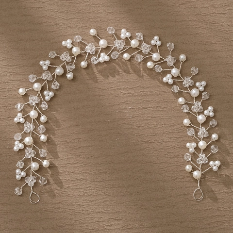 Enredadera de Pelo de Novia Hecha a Mano Con Imitación Perla Artificial Rhinestone Flor Hoja Para Boda Fiesta Mujer Niños Accesorios