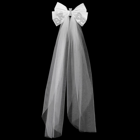 Braut Brief Schleife Hochzeitsschleier Elegant Weißer Tüll Satinband Strass Künstliche Perle Haarspange Brautschmuck Junggesellenabschied Zubehör