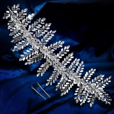 Luxuriöse Braut Strass Stirnband Handgefertigt Legierung Blatt Zweig Haar Rebe Für Hochzeit Party Fotoshooting Damen Haarschmuck