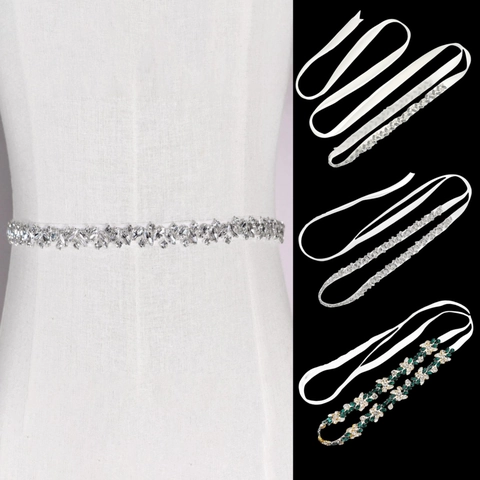 Cintura a Fascia per Abito da Sposa Fatta a Mano con Strass Imitazione Perla Artificial Nastro di Raso per Donna Accessorio per Abito da Sera