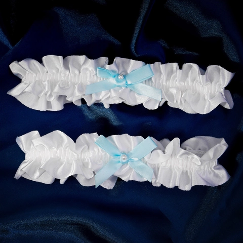 Bridal Wedding Garter Set White Polyester Satin Lace Bow Leg Ring Artificial Pearl Lolita Cosplay Garter Belt For Women